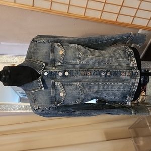 White House Black Market Denim Jacket Silver Snaps